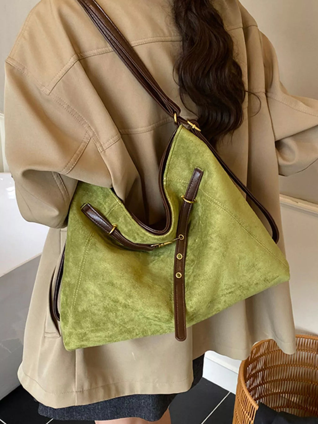 Vintage Suede Tote Bag