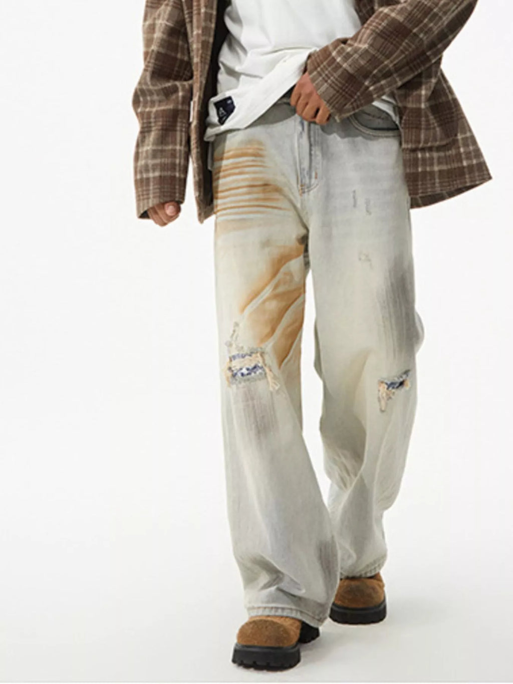Men's Distressed Wide Leg Jeans