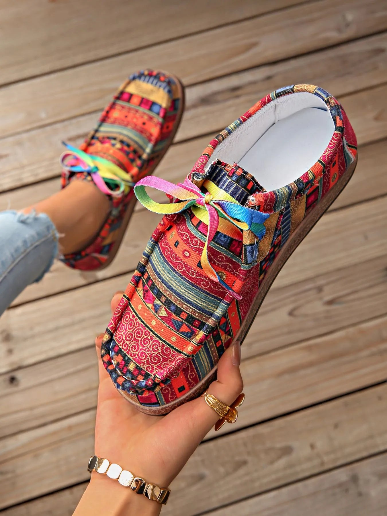 Printed Lace Up Sneakers