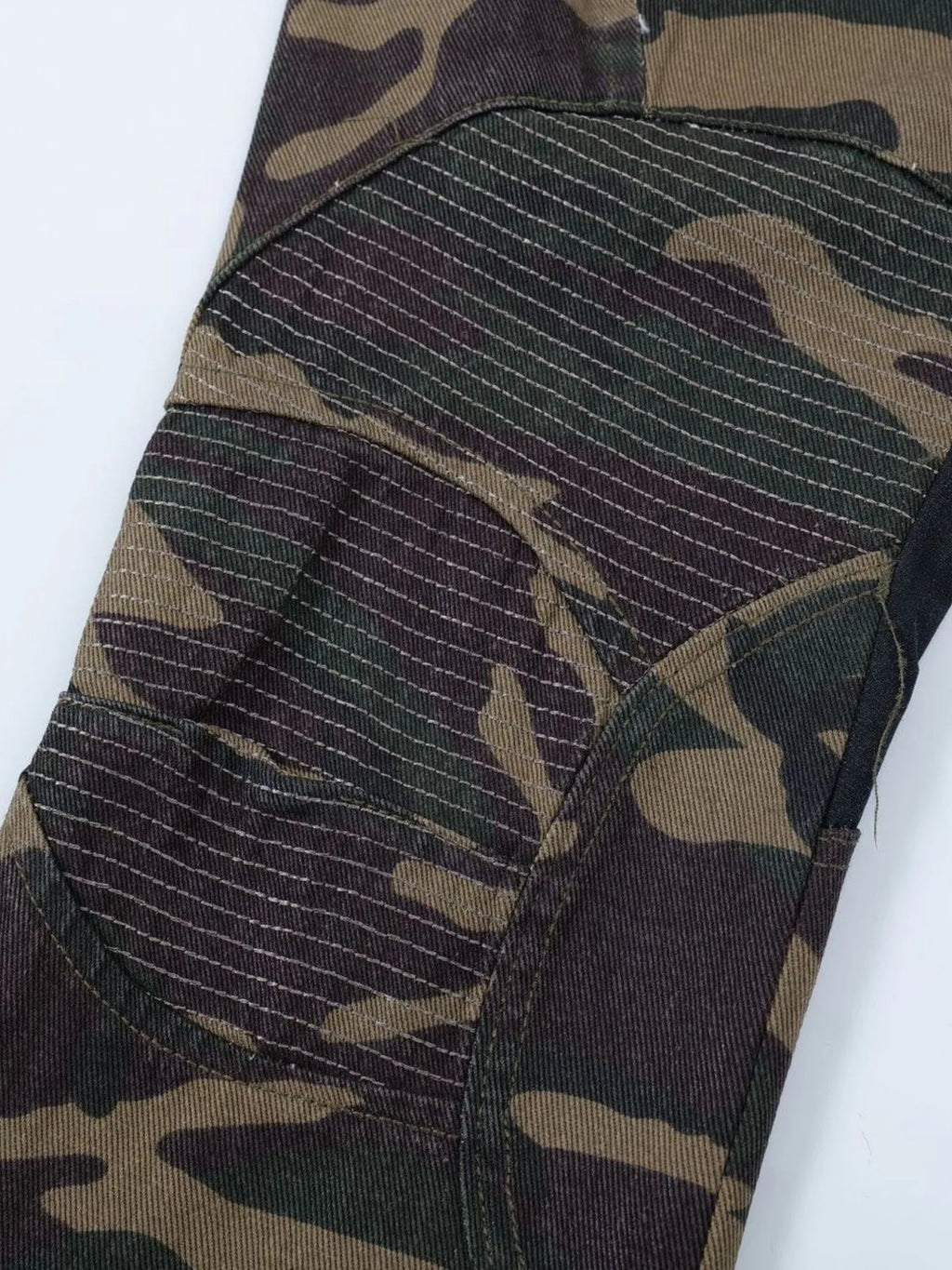Men's Camouflage Bootcut Jeans with Seam Detail