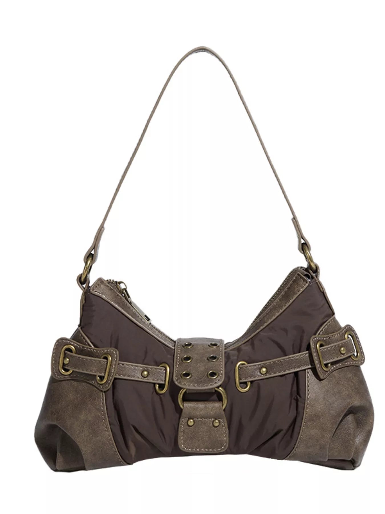 Vintage Buckle Accent Shoulder Bag