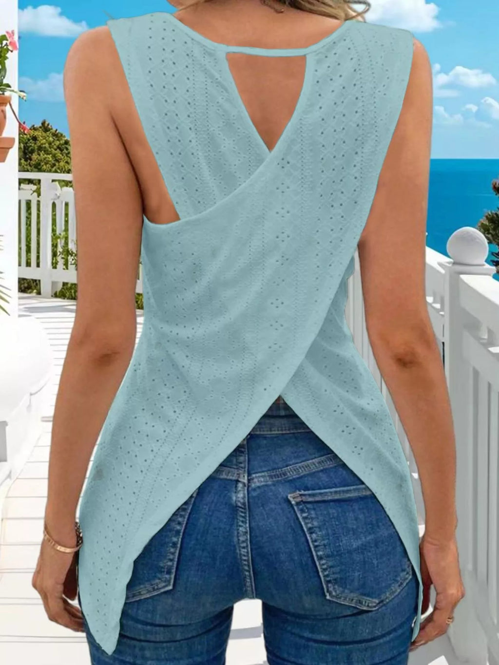 Hollow-Out Knit Tank Top