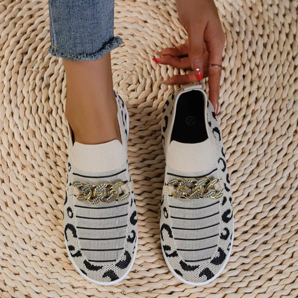 Leopard Round Toe Slip Ons