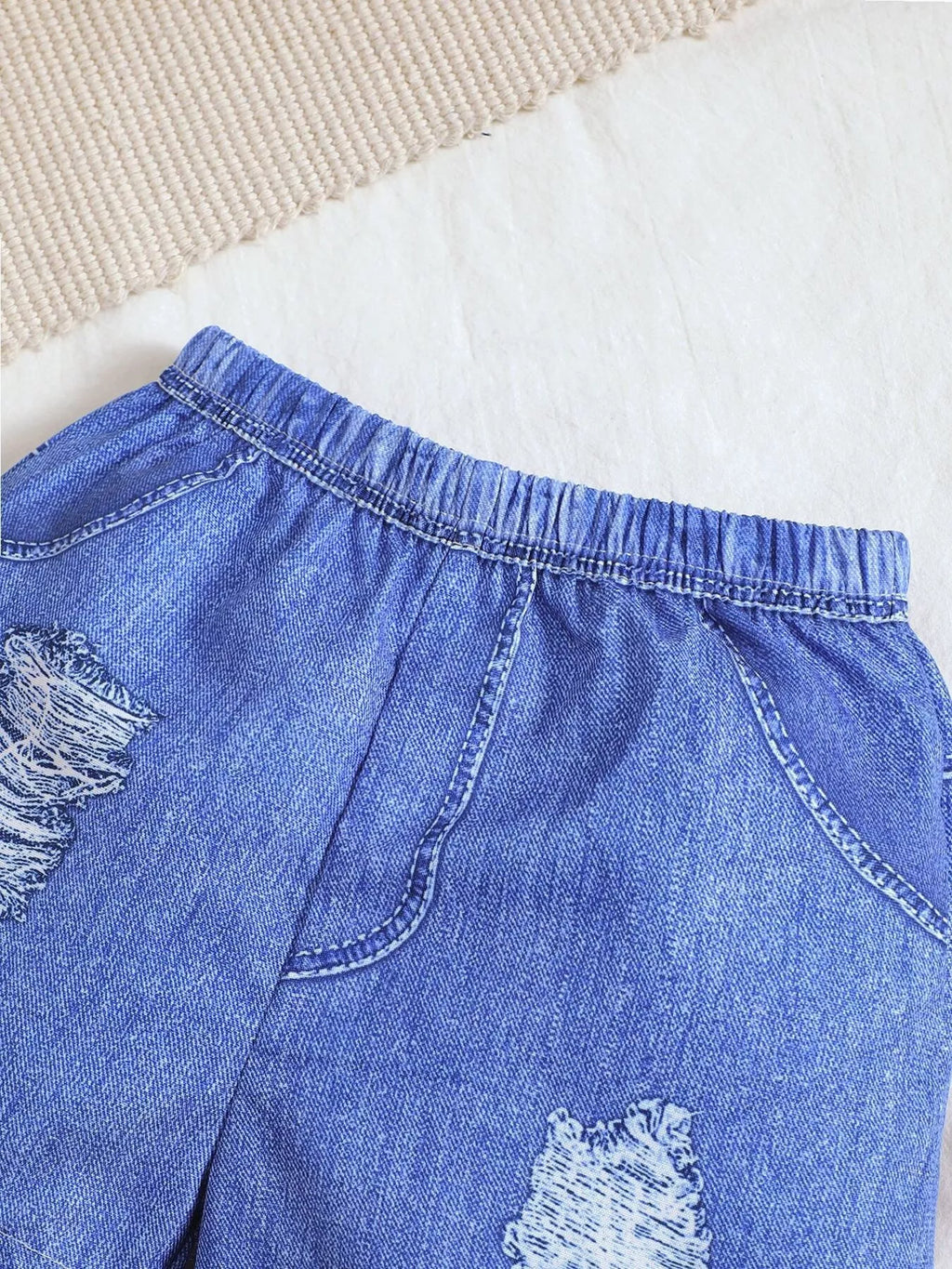 Children's Textured Polo Shirt & Ripped Shorts Set