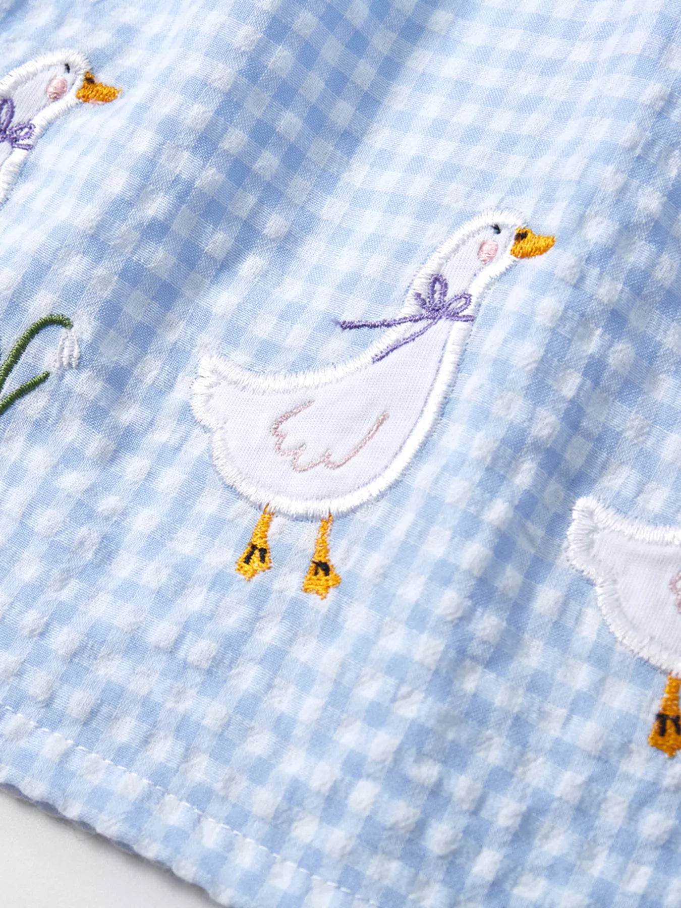 Children's Gingham Goose Embroidered Sleeveless Dress