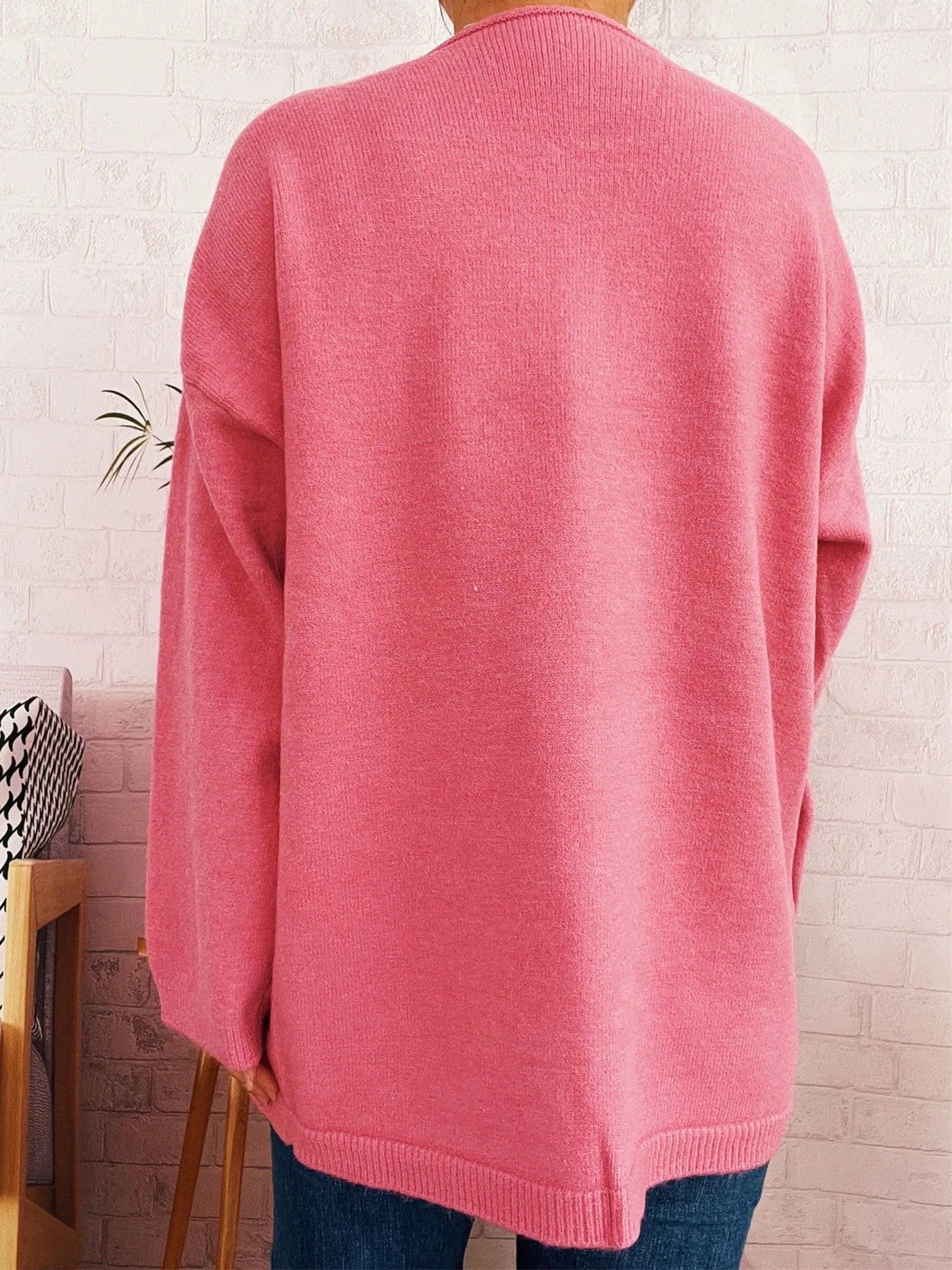 One Button Front Drop Shoulder Cardigan