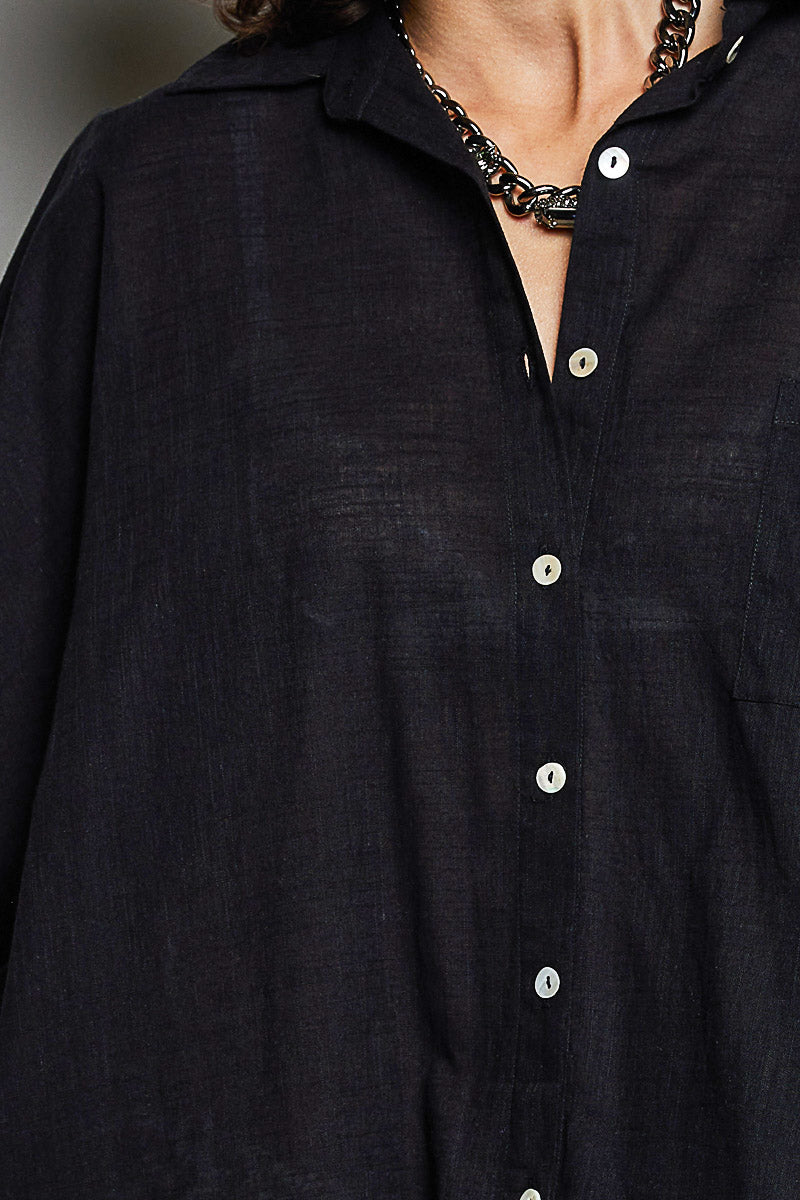 POL Button Down Half Dolman Sleeve Shirt