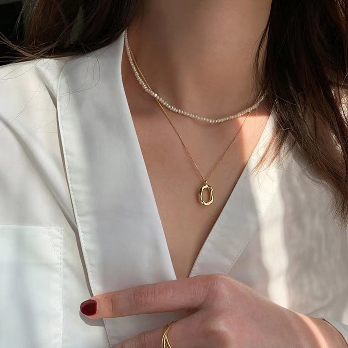 925 Sterling Silver Geometric Pendant Necklace