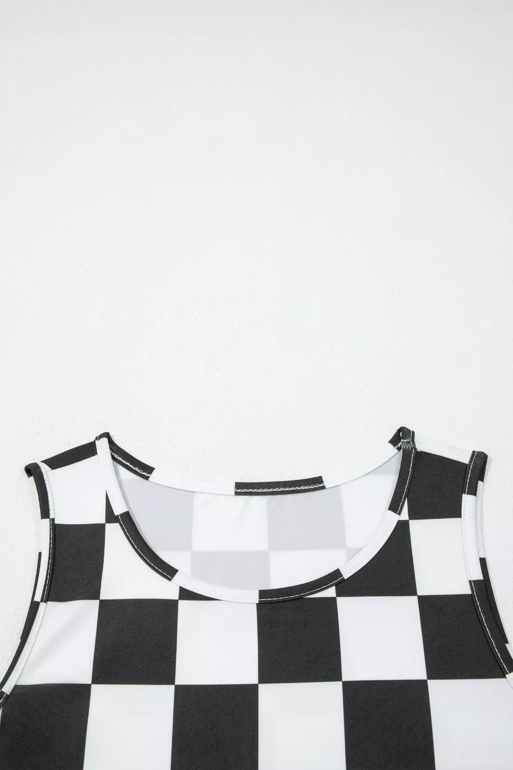 Checkerboard Printed Slim Tank Top