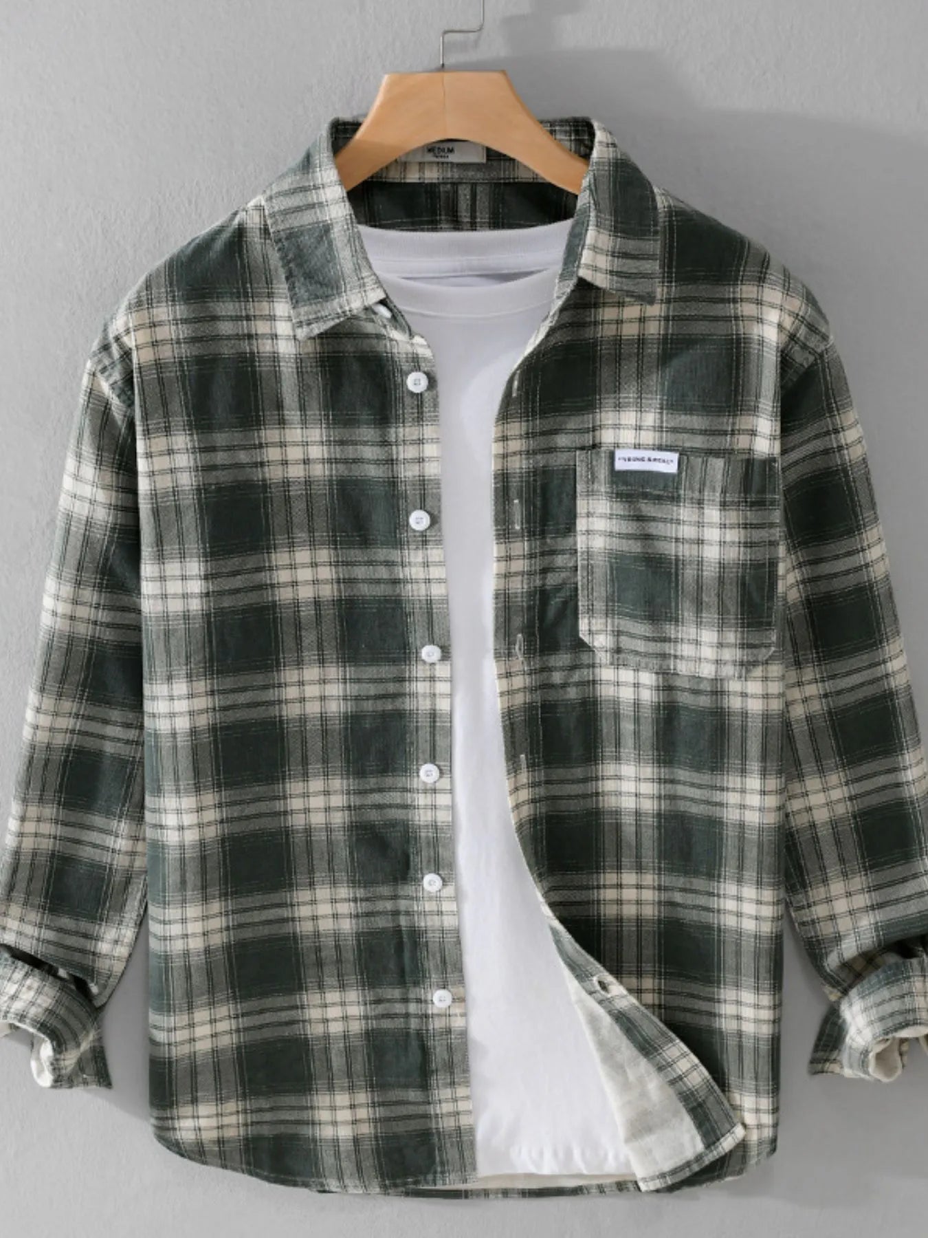 Men's Plus Size Plaid Button Up Long Sleeve Shirt