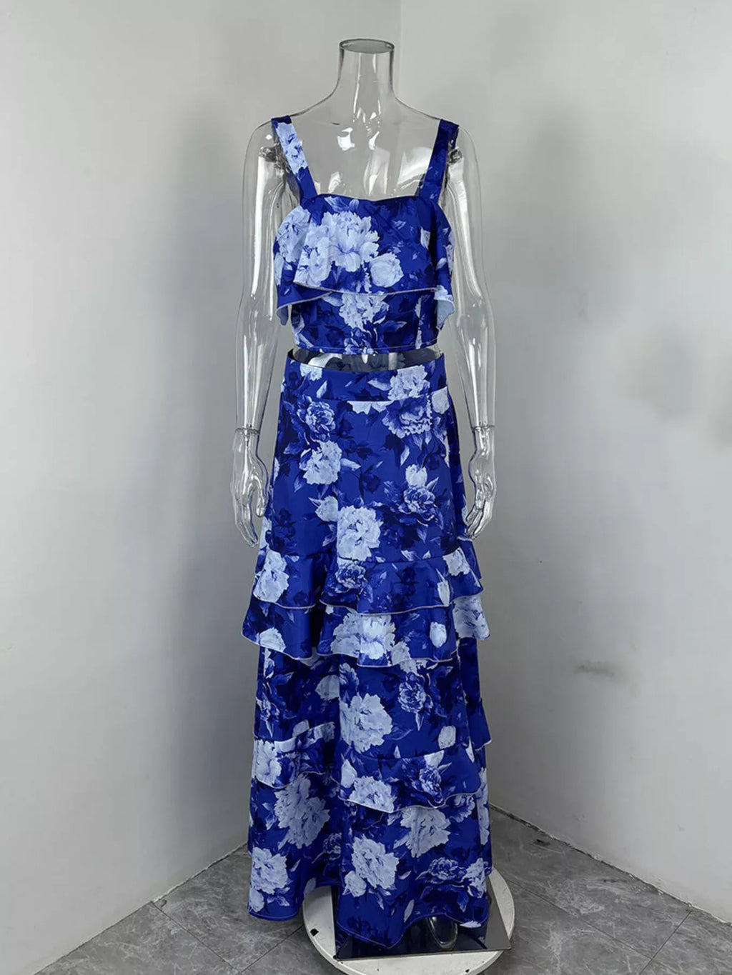 Floral Print Ruffle Cami and Skirt Two-Piece Set