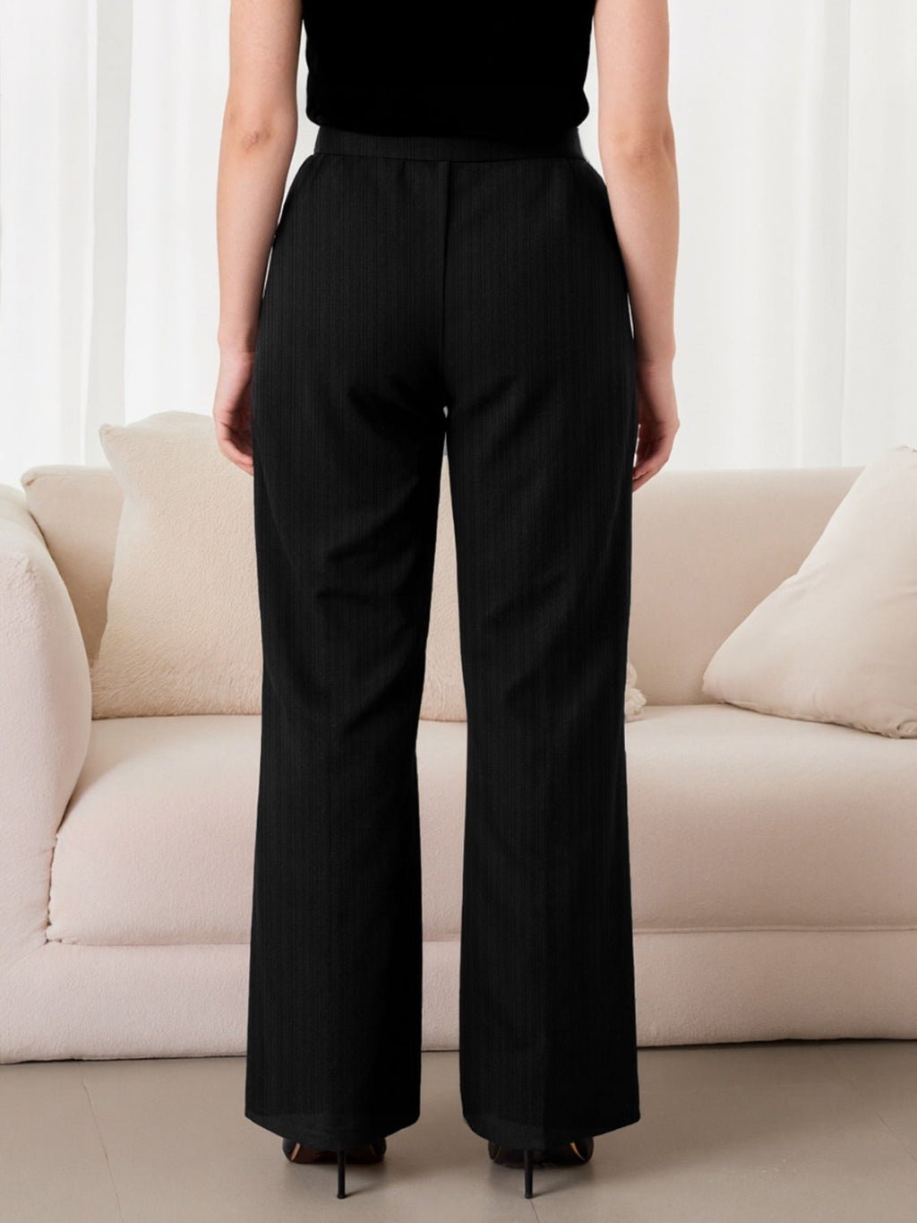 Plus Size Chain-Waist Wide-Leg Pants