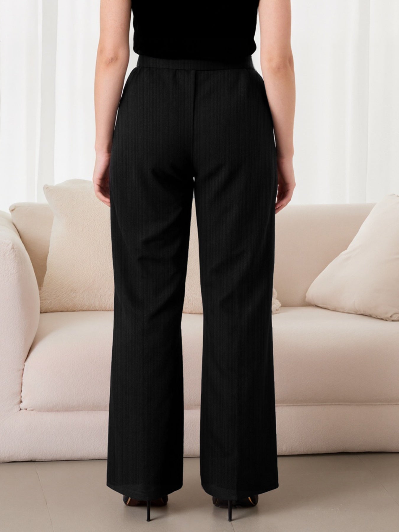 Plus Size Chain-Waist Wide-Leg Pants