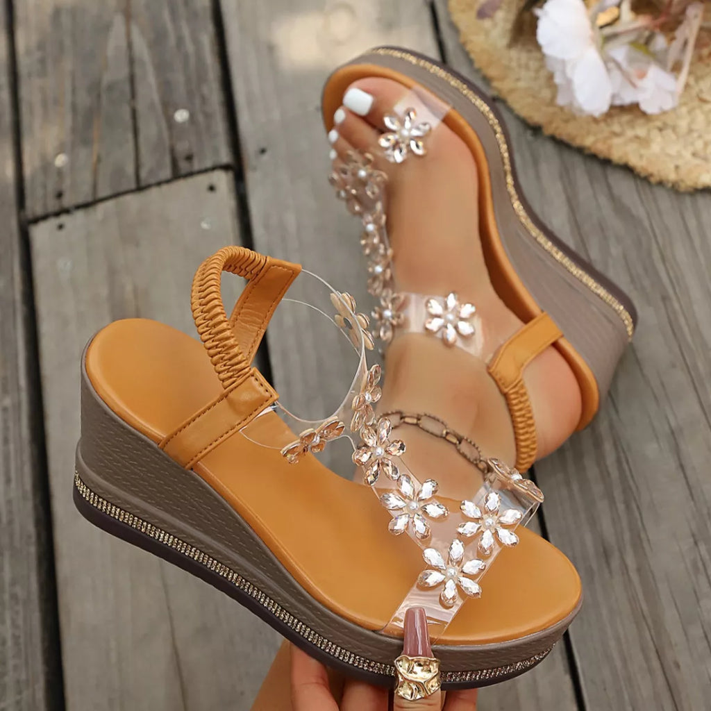 Butterfly Embellished Wedge Sandals