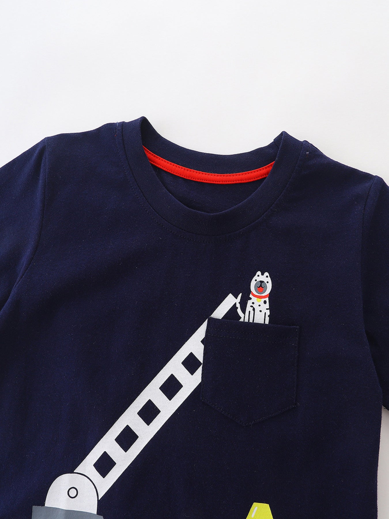 Children's Cartoon Vehicle Graphic Crew Neck T-Shirt Set
