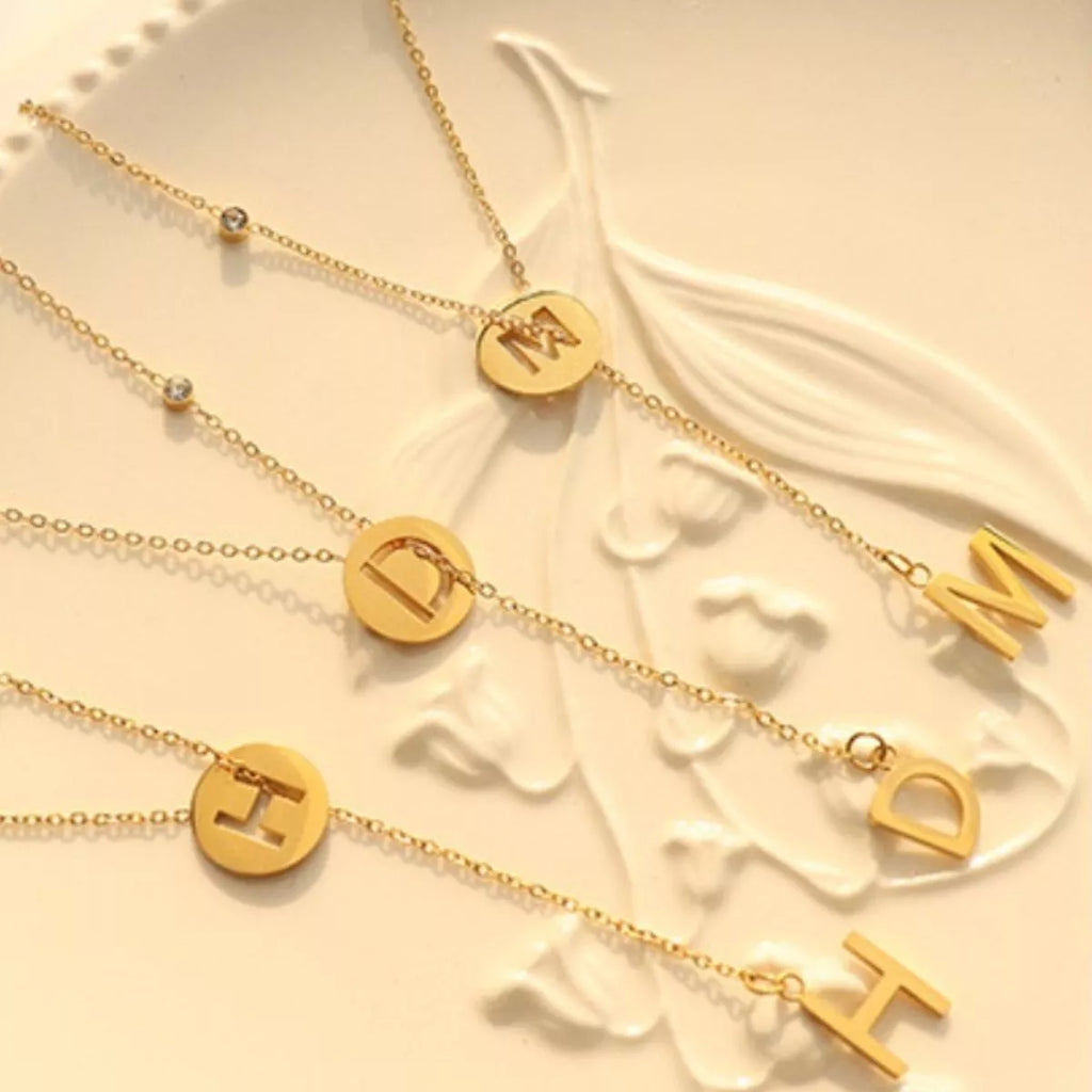 18K Gold-Plated Titanium Steel Letter Pendant Necklace