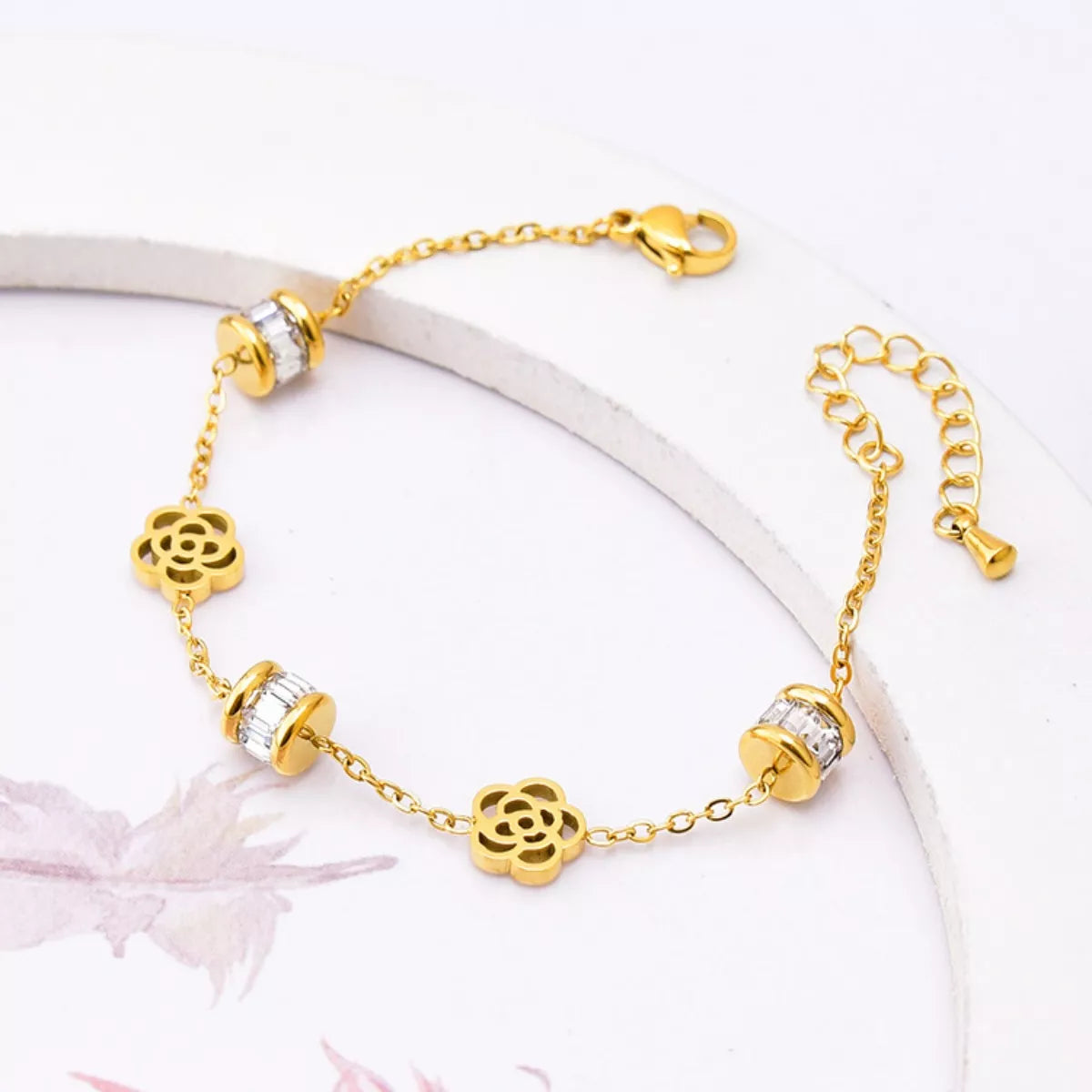 18K Gold-Plated Flower Bracelet