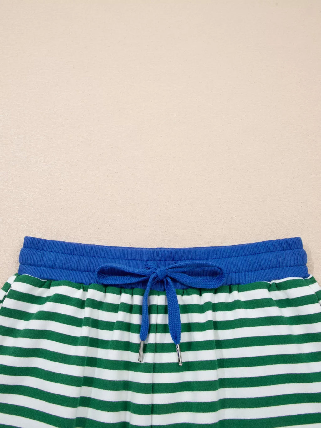 Stripe Boxy Tee and Drawstring Elastic Waist Shorts Set