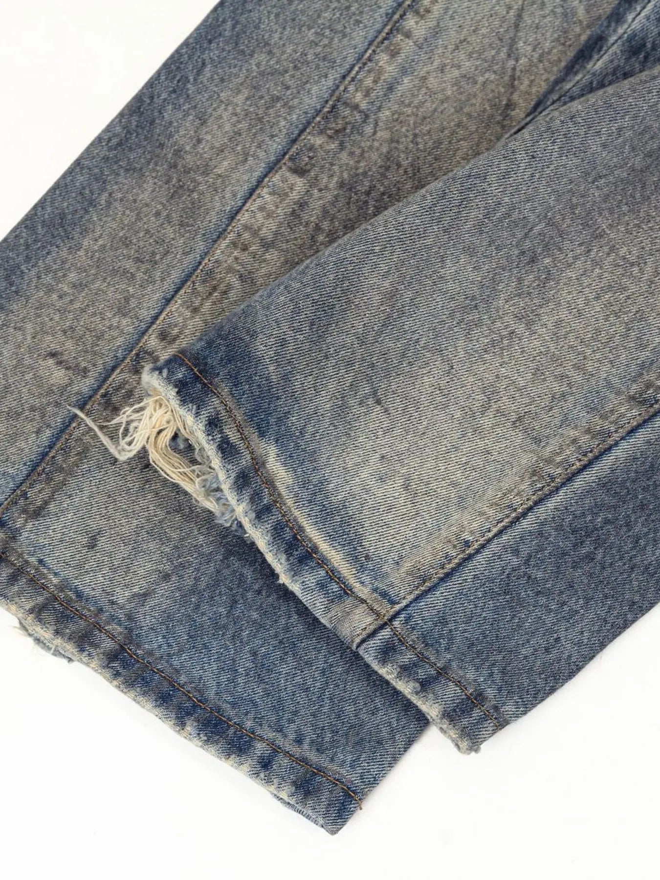 Men's Distressed Washed Straight Jeans