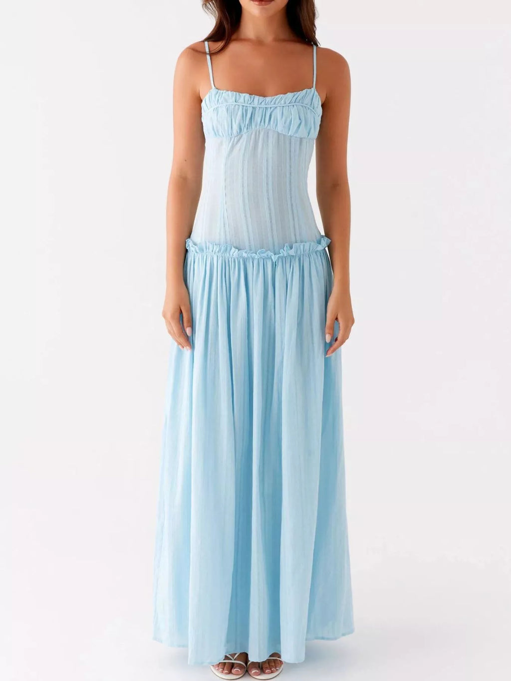 Ruched Spaghetti Strap Maxi Dress