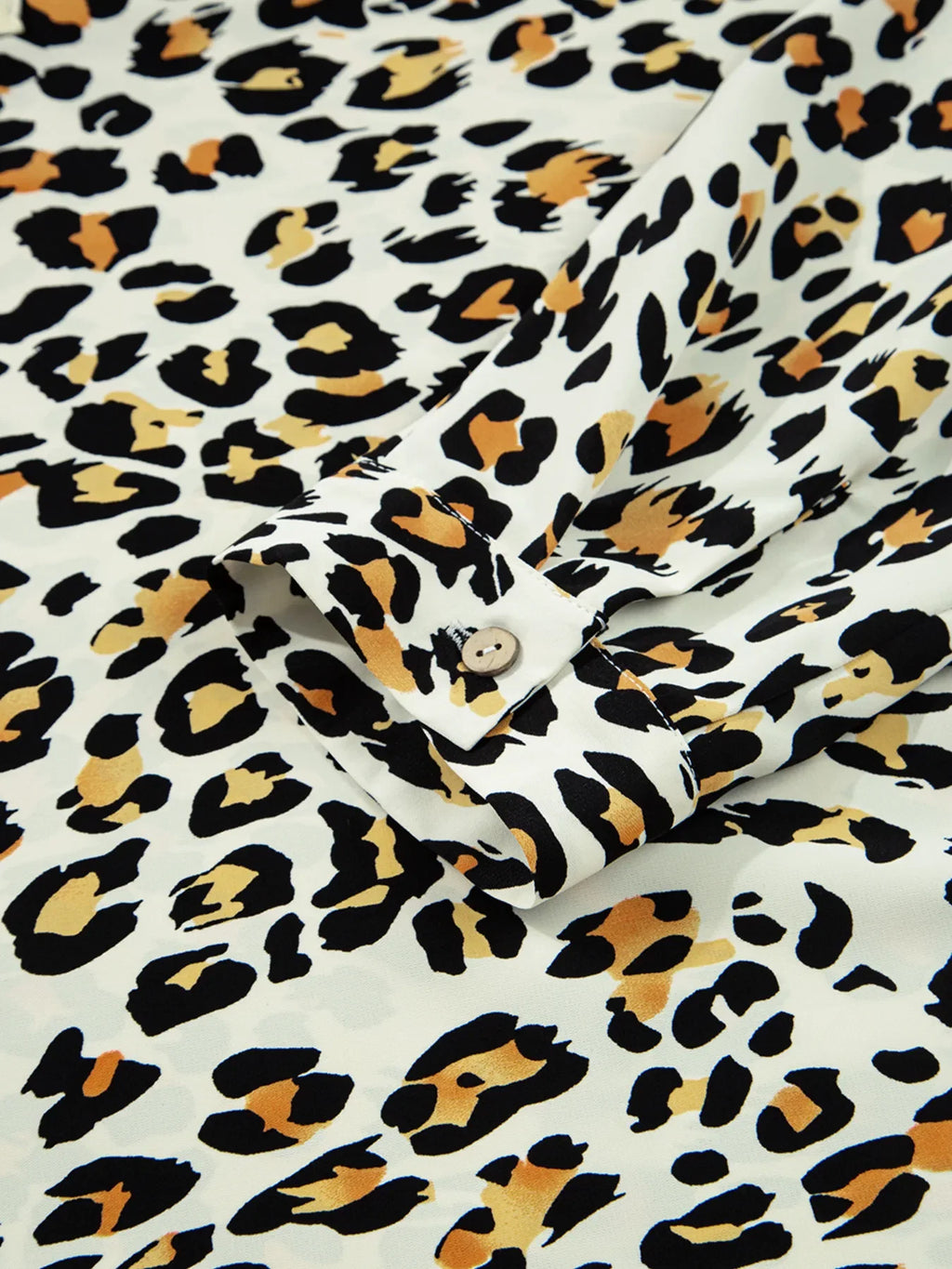 Leopard Print Contrast Striped V Neck Blouse