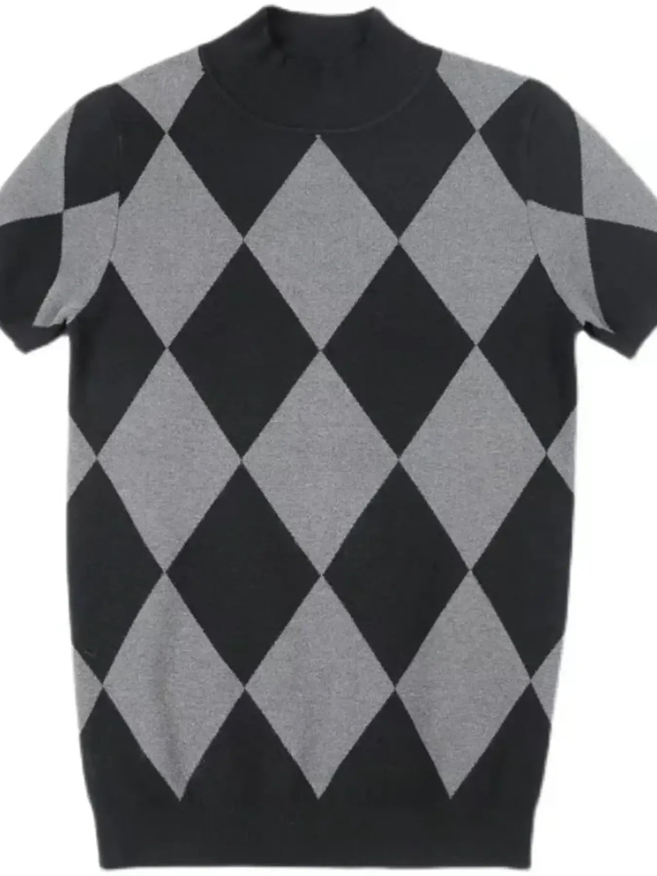 Men's Full Size Diamond Pattern Short Sleeve Knit Top Plus Size