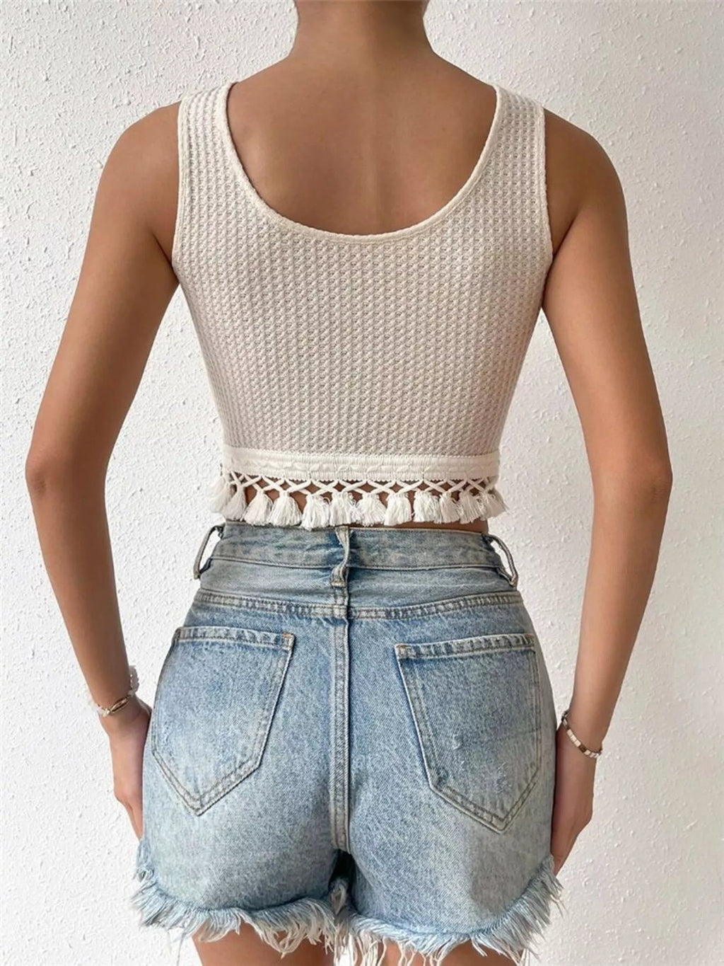 Tassel Hem Textured Tank