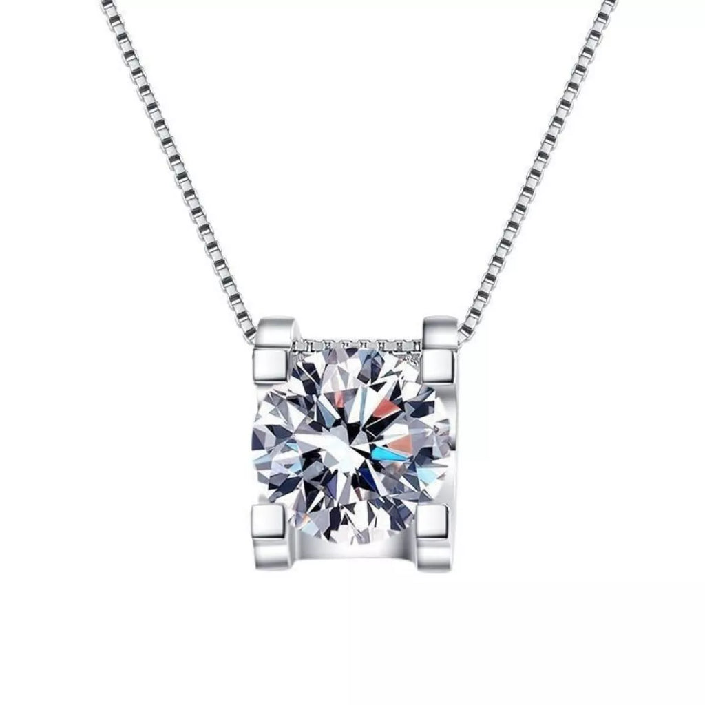 1 Carat 925 Sterling Silver Moissanite Pendant Necklace