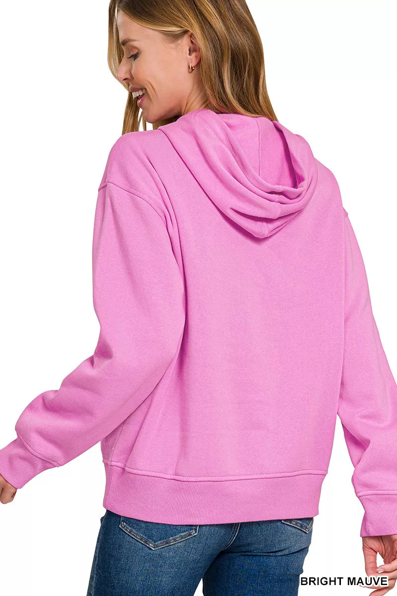 Zenana Fleece Kangaroo Pocket Hoodie