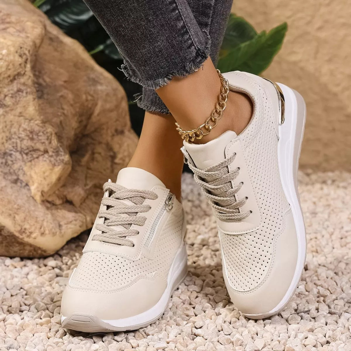 Lace Up Wedge Sneakers