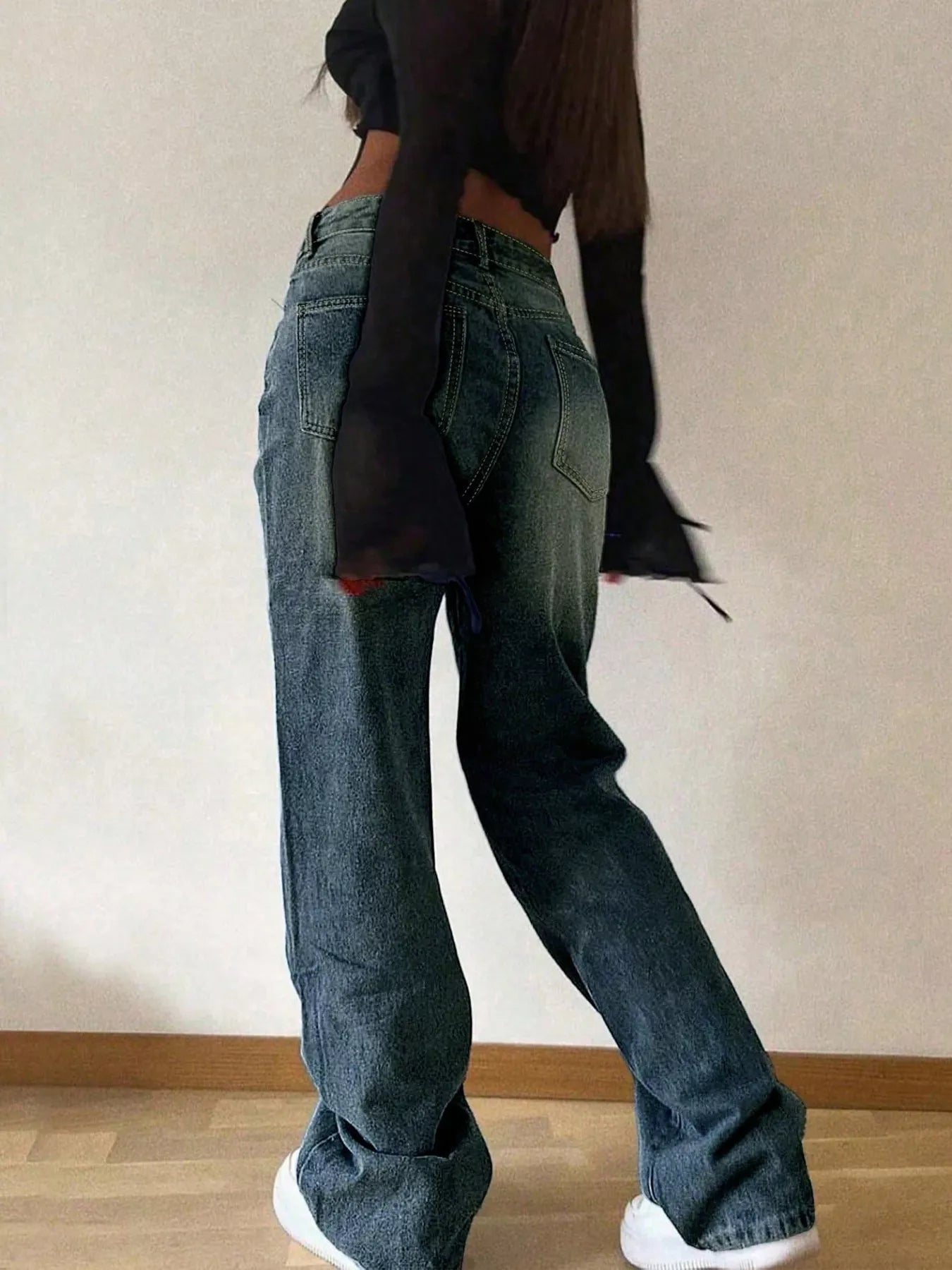 Vintage Wash Wide-Leg Jeans