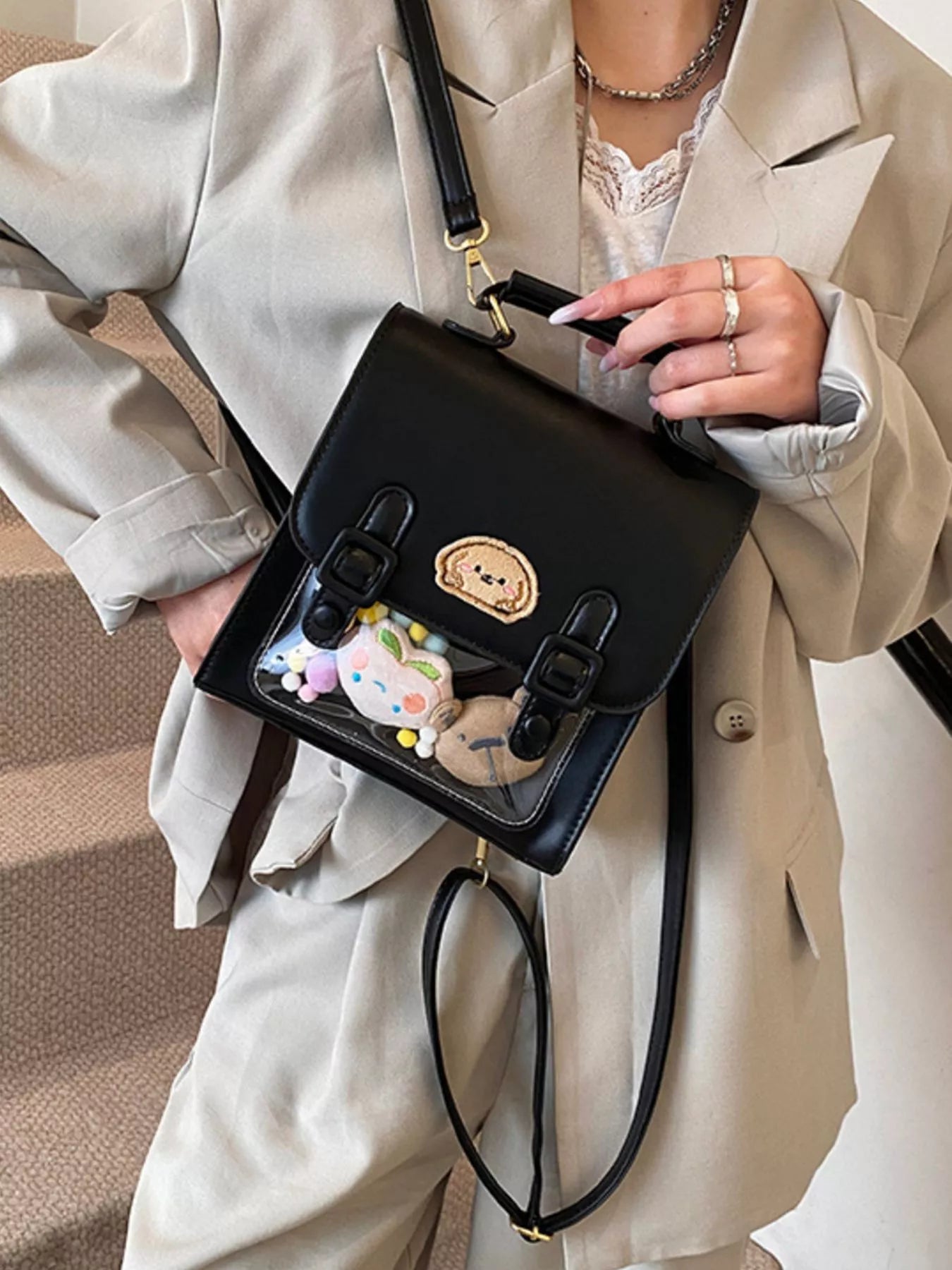 Cartoon Patch Decor Backpack Bag