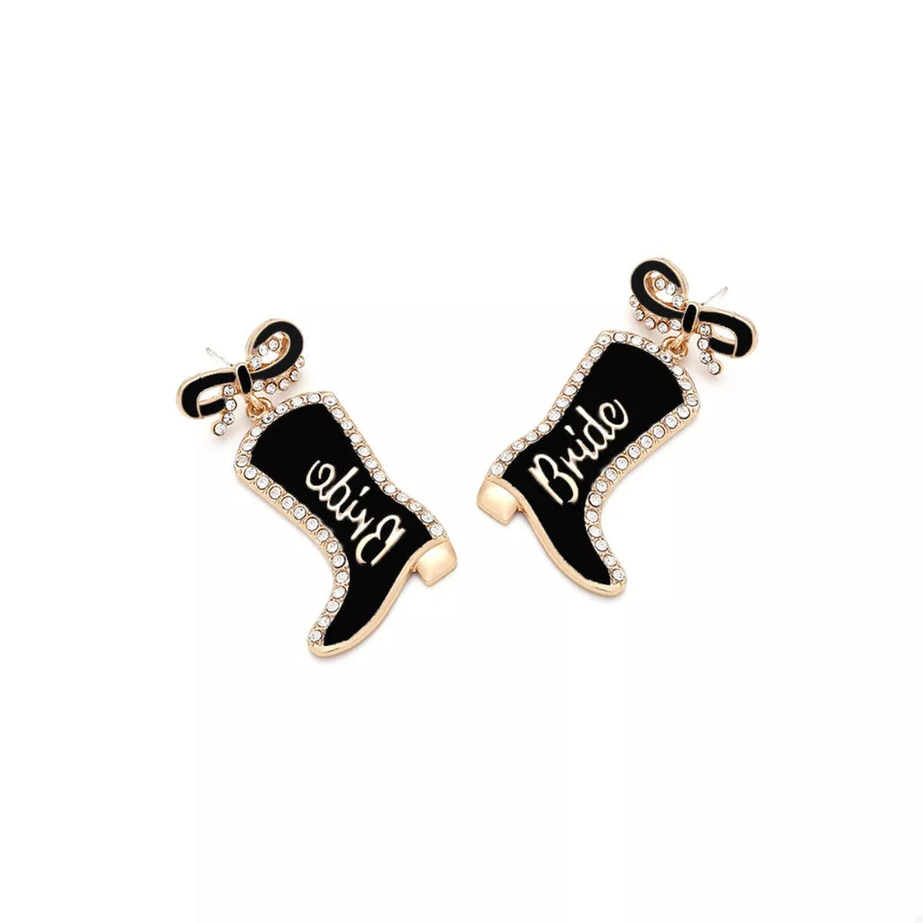 Cowgirl Boot Dangle Earrings with Bow