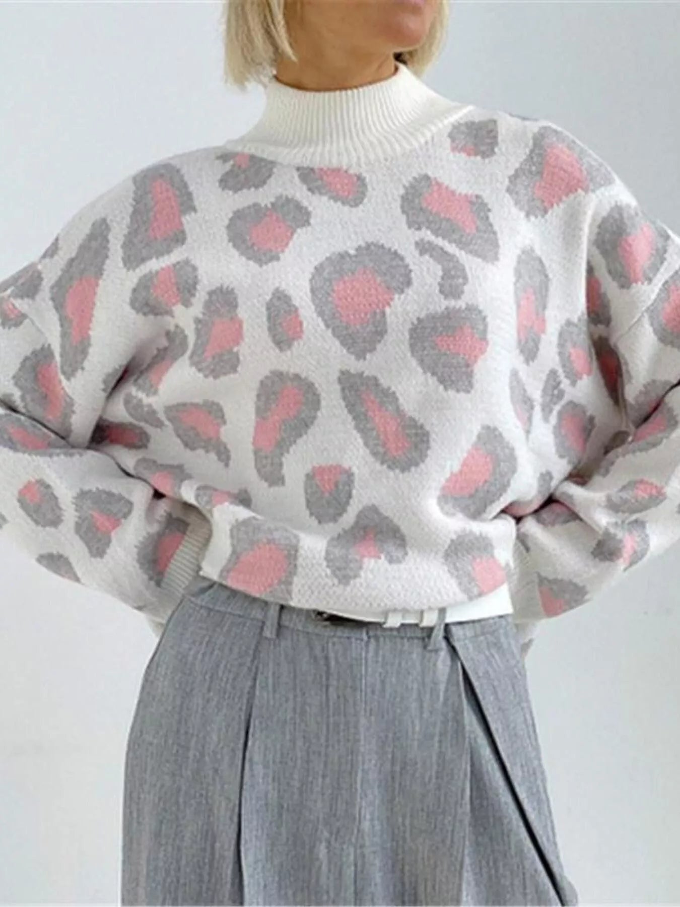 Leopard High Neck Sweater