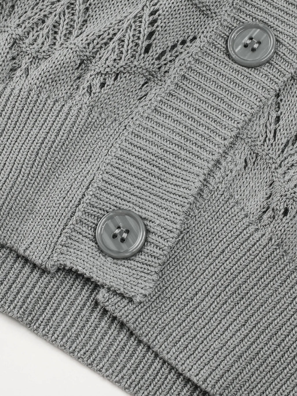 Buttoned Front Openwork Cardigan