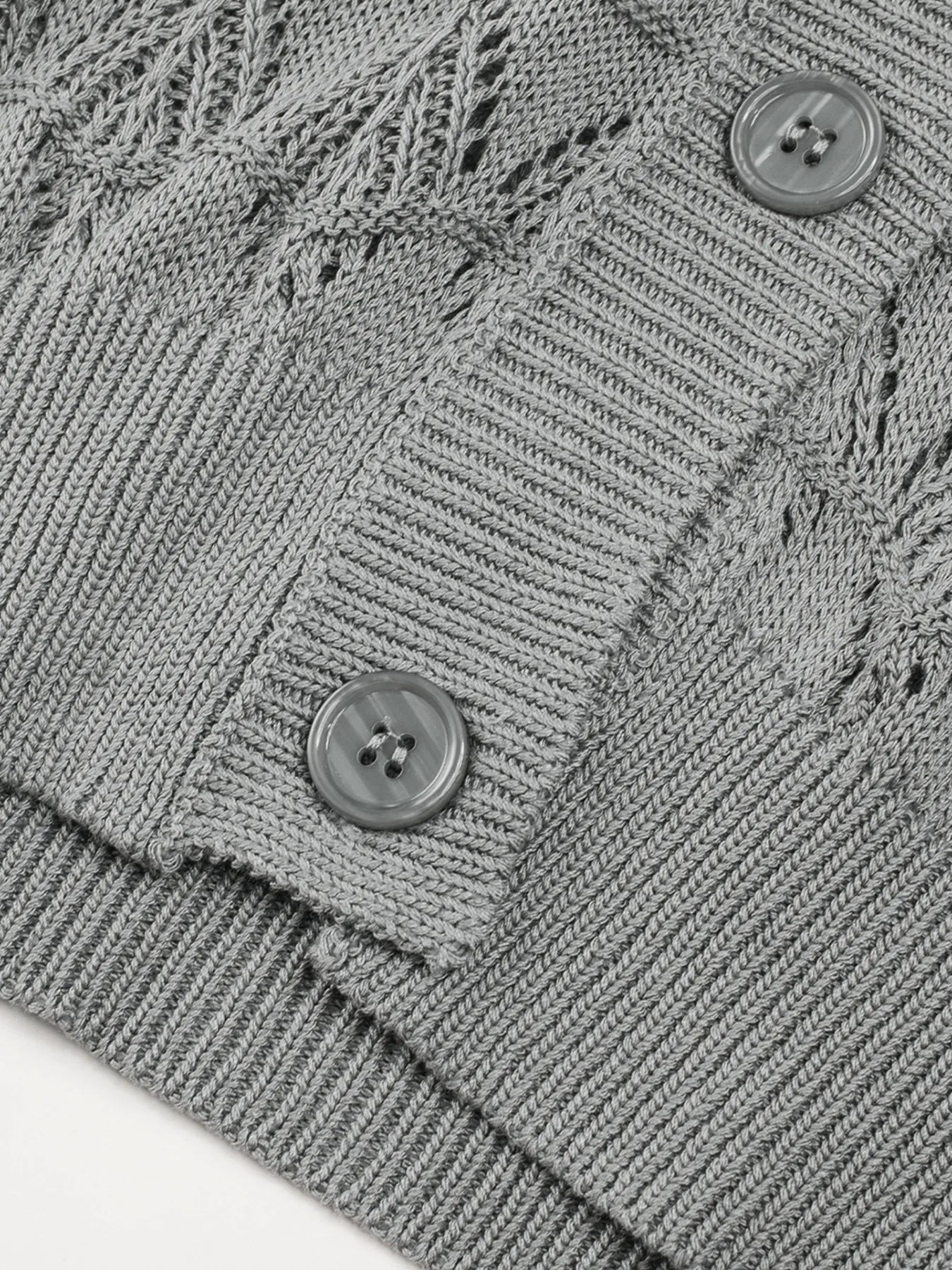 Buttoned Front Openwork Cardigan