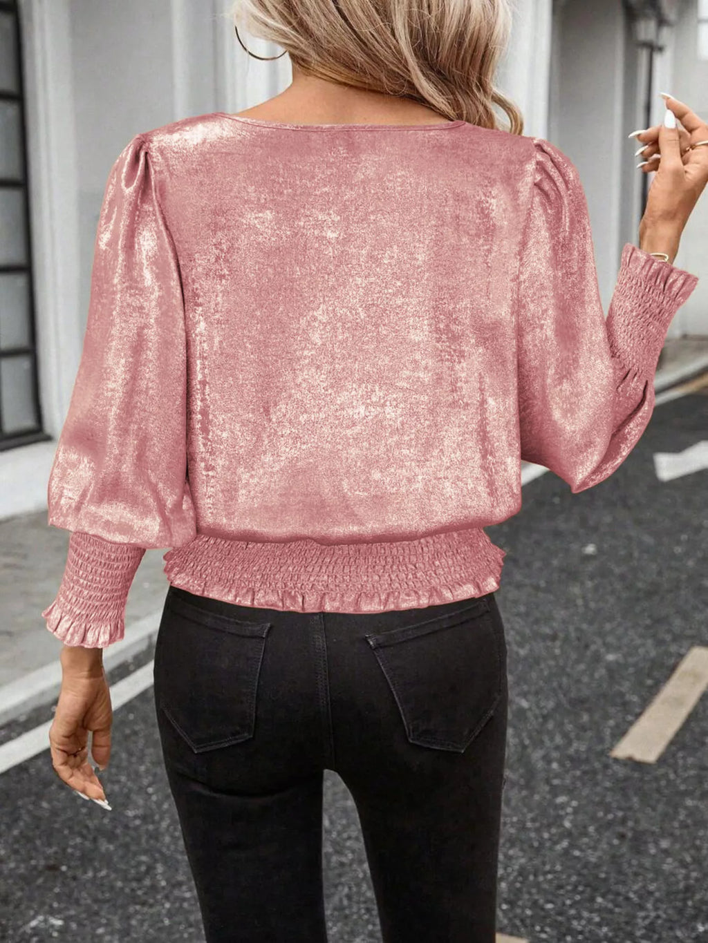 Smocked Round Neck Blouse