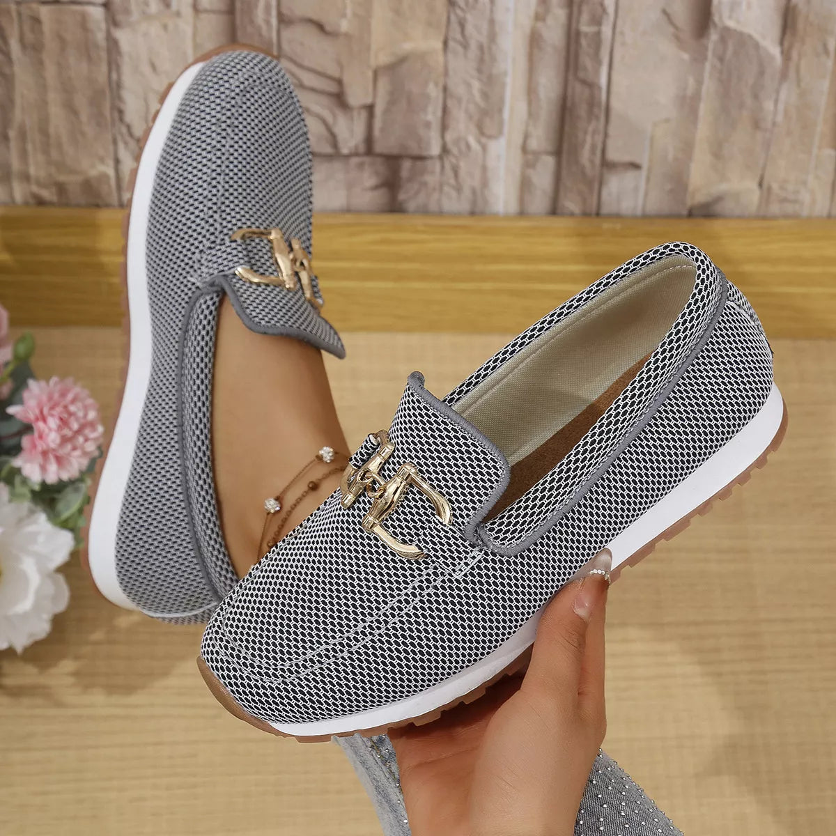 Mesh Round Toe Slip-Ons