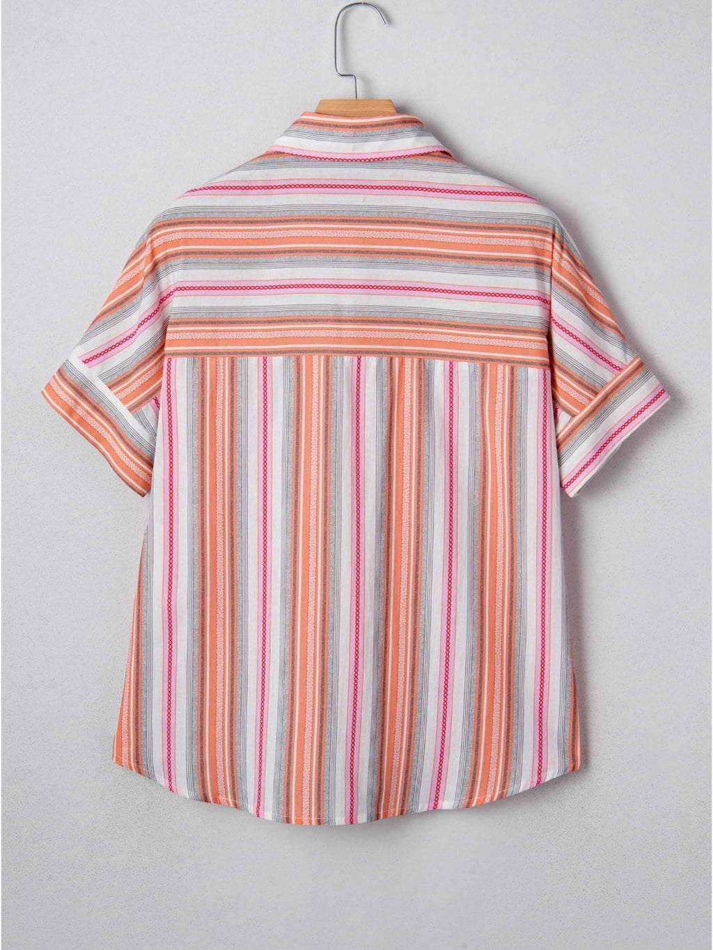 Striped Button-Down Short Sleeve Shirt
