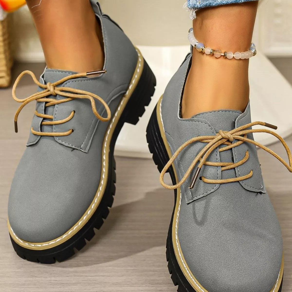 Lace-Up Platform Loafers