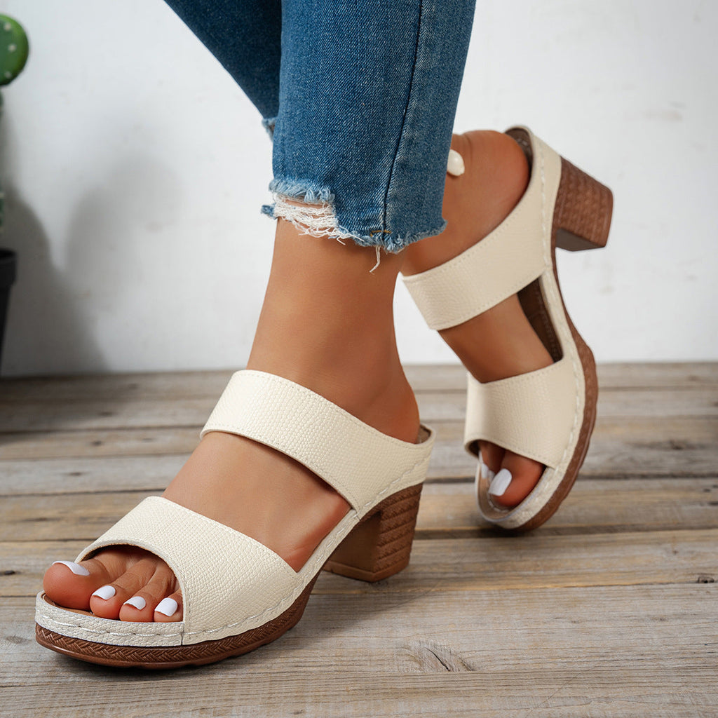 Open Toe Block Heels Sandals