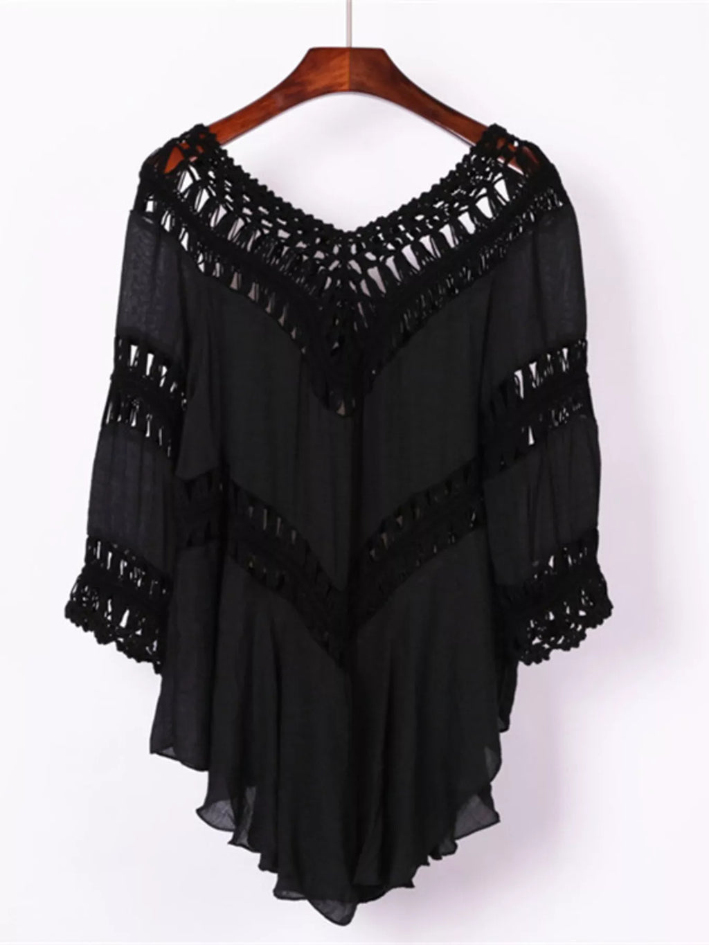 Crochet Trimmed Flowy Cover Up Dress