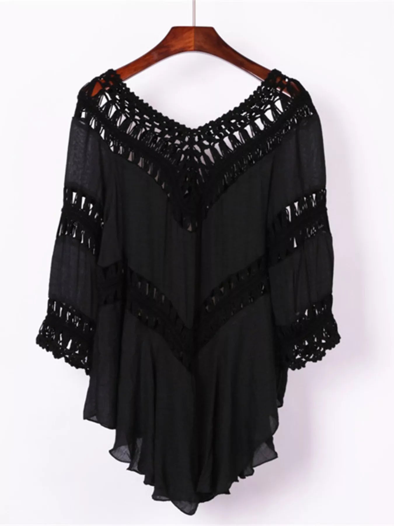 Crochet Trimmed Flowy Cover Up Dress