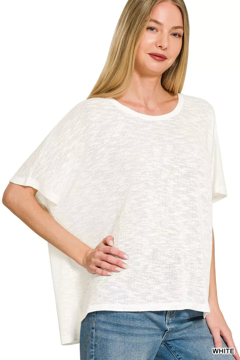 Zenana Oversized Slub Hacci Top