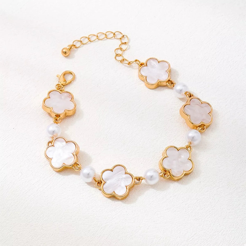 18k Gold-Plated Alloy Flower Bracelet