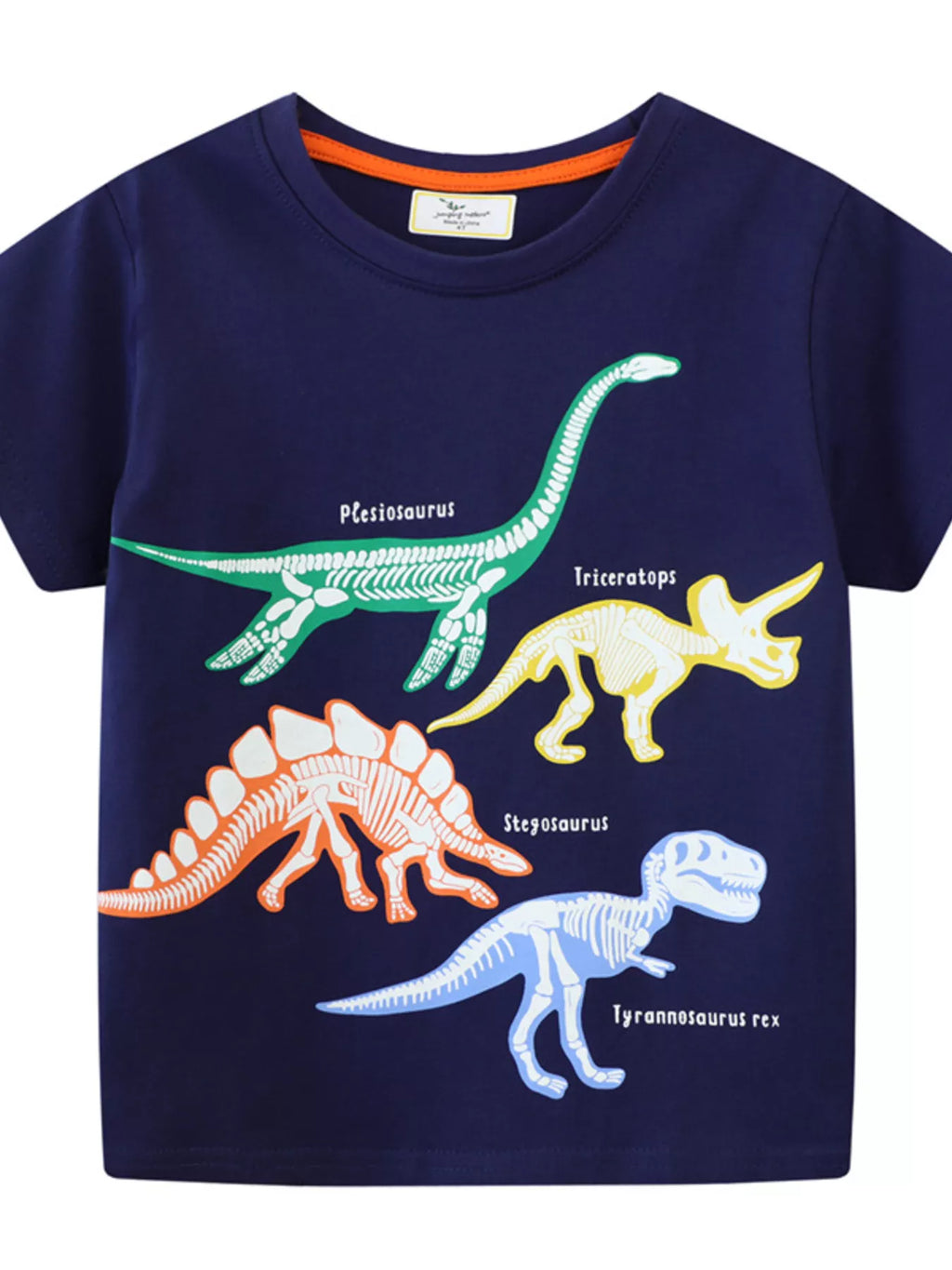 Children's Dinosaur Skeleton Crew Neck Short Sleeve T-Shirt