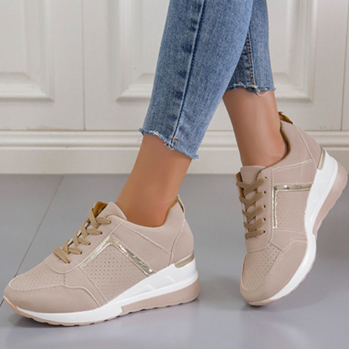 Lace Up Wedge Sneakers