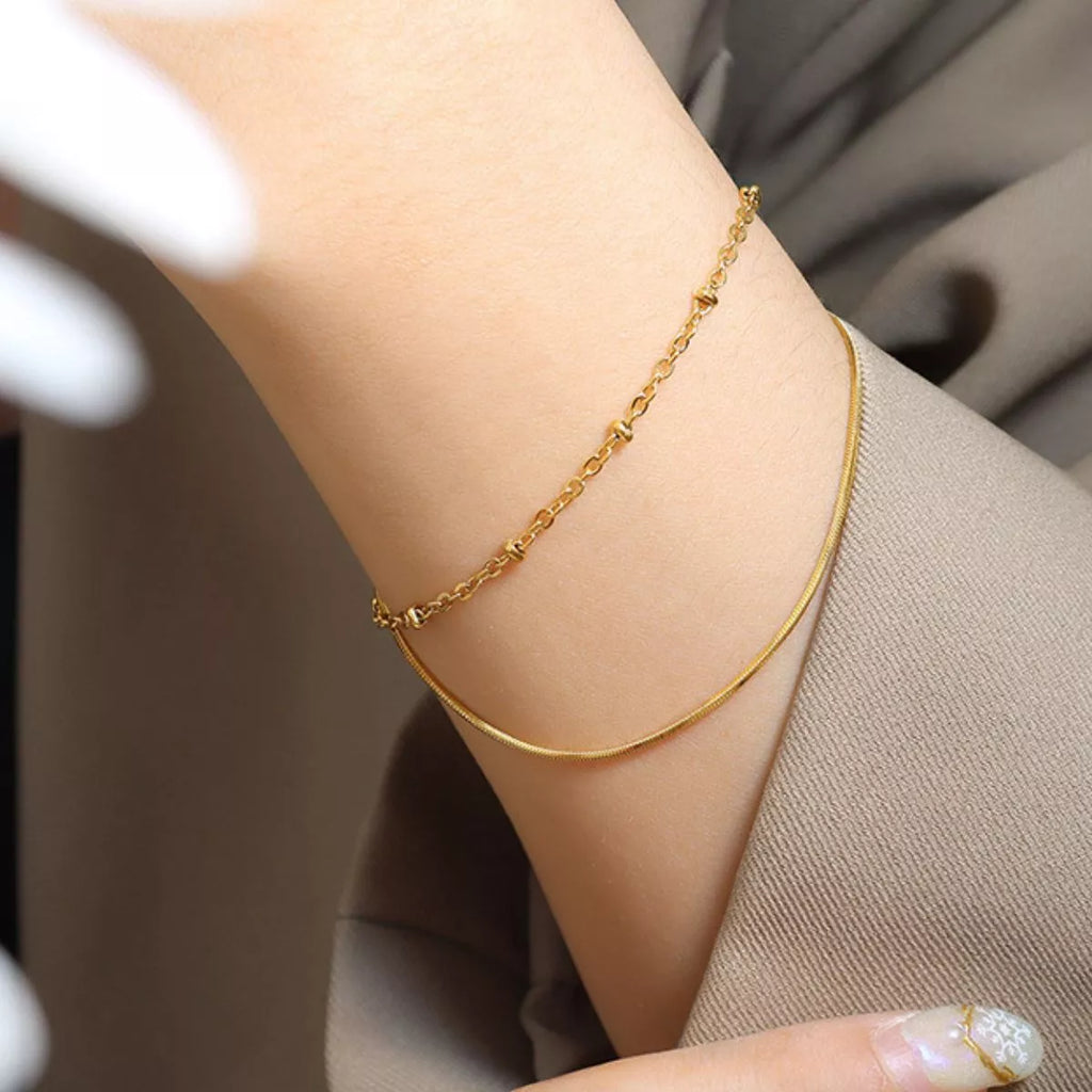 Titanium Steel Double Layered Bracelet