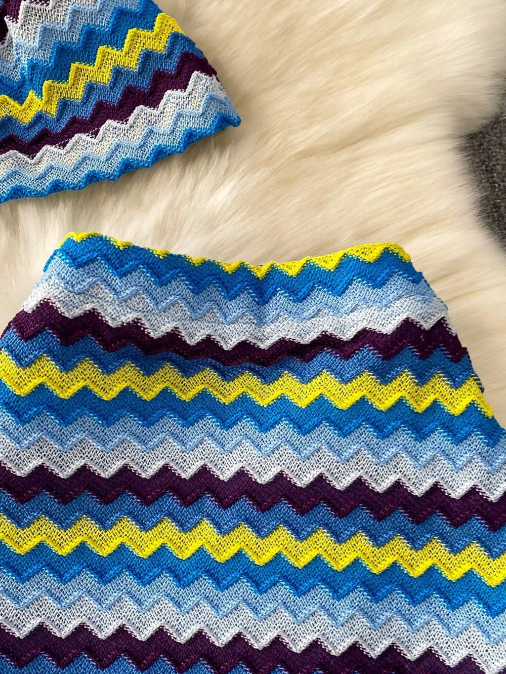 Striped Knitted Halter Top and Maxi Skirt Set