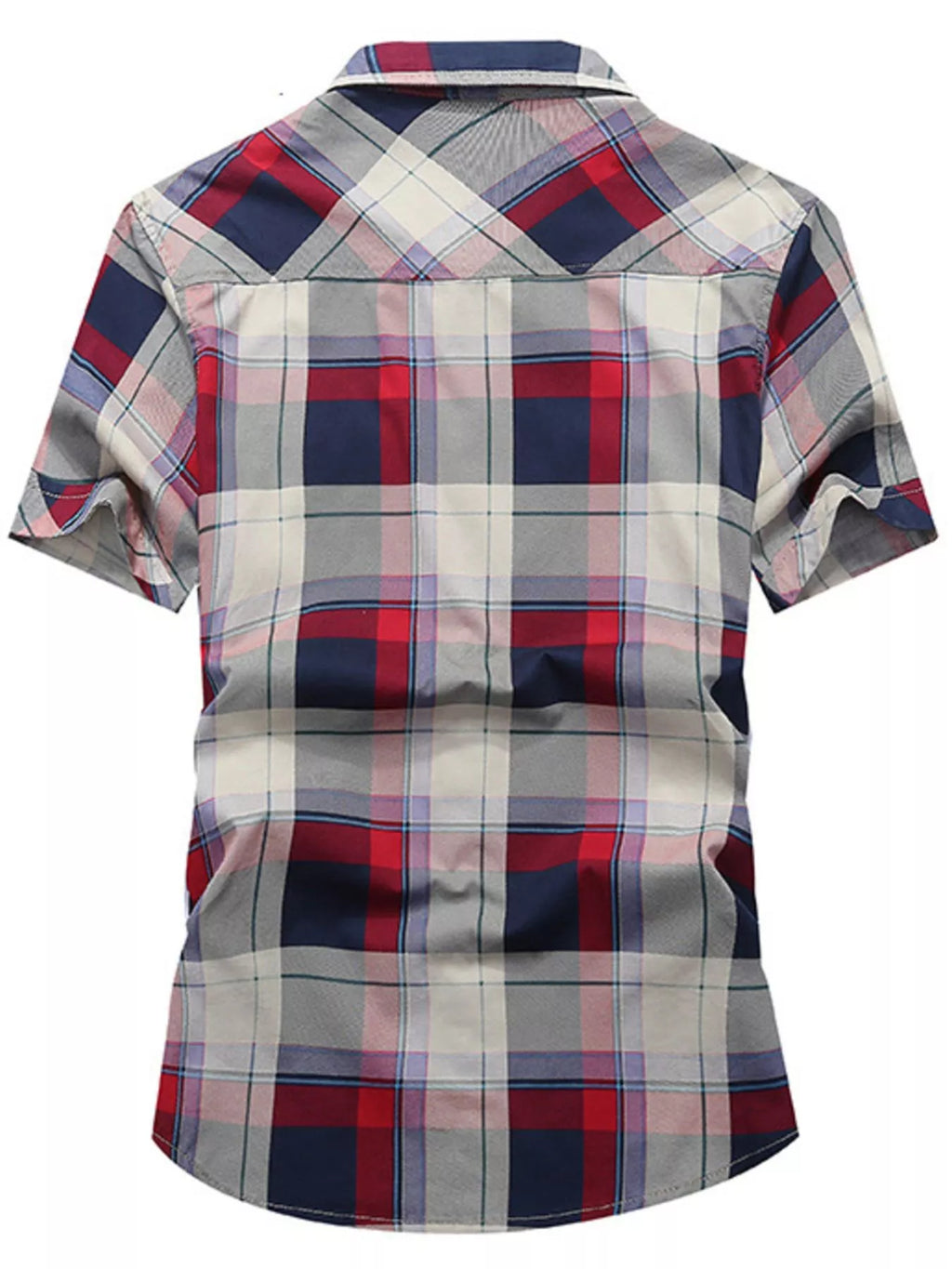 Men's Full Size Casual Plaid Short Sleeve Shirt Plus Size